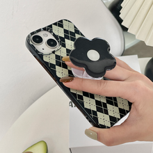 Load image into Gallery viewer, Jolicase Grip Black White Flower Case for iPhone 14 13 12 11 X 8 7