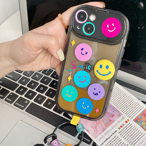 Jolicase Colorful Smile Keyring Camera Cover Case for iPhone 14 13 12 11