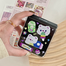 이미지를 갤러리 뷰어에 로드 , Jolicase Cute Bear Sticker Transparent Strap Case for Galaxy Zflip3 Zflip4