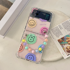 Jolicase Cute Color Smile Grip Band Cover Case for Galaxy Z Flip